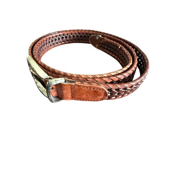 Vintage Men’s Wilson Brown Leather Braided Belt size 46 - Picture 1 of 5